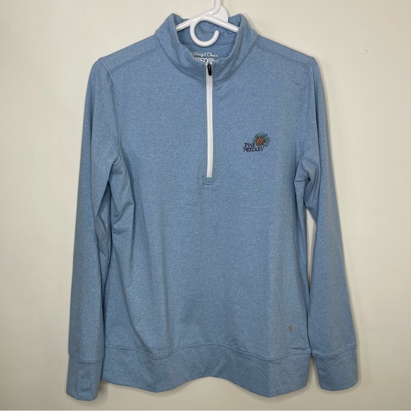 Straight Down Sweatshirt Women's Large Blue 1/4 Zip Long Sleeve Pine Needles - Picture 1 of 13